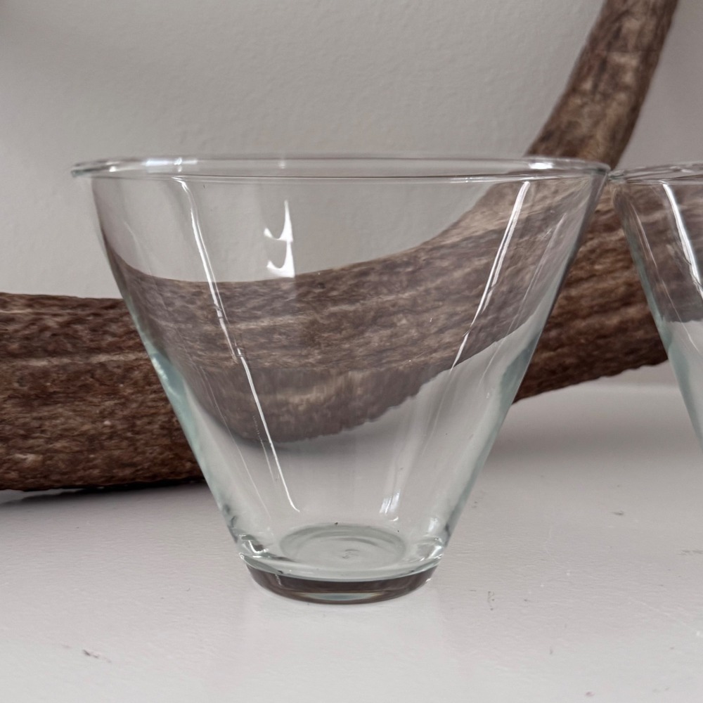 Set of 4 Stemless Martini Glasses Clear Glass Conical Cocktail Dessert 3.5in - Picture 2 of 7